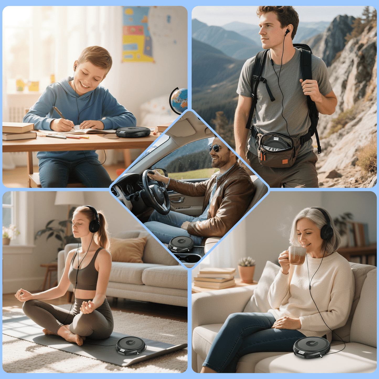 KOVCDVI Bluetooth Portable CD Player for Car and Home, Anti-Skip Shockproof Discman