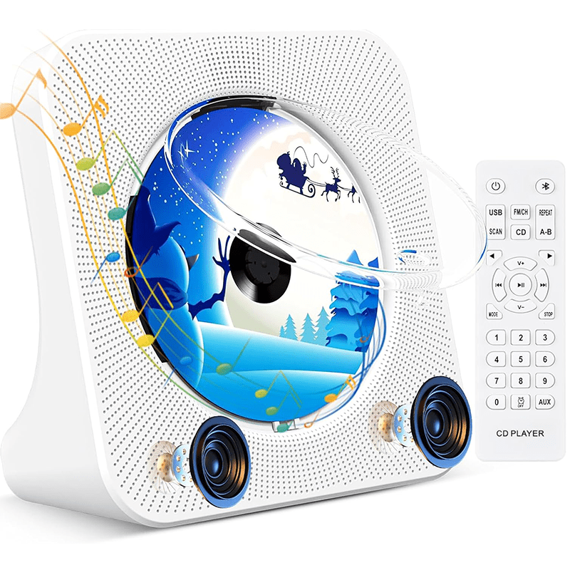 KOVCDVI Portable Bluetooth CD Player with Speakers, FM Radio, and USB Support