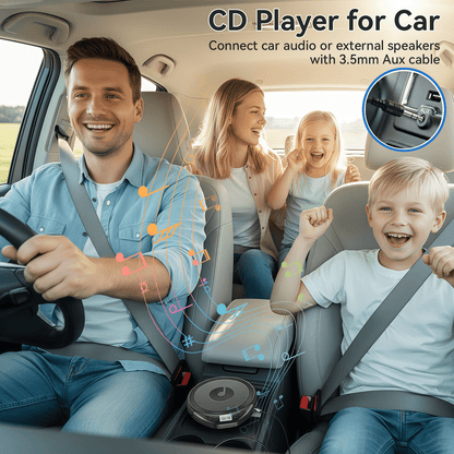 KOVCDVI Bluetooth Portable CD Player for Car and Home, Anti-Skip Shockproof Discman