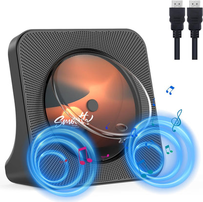 KOVCDVI Portable CD Player for Home – Bluetooth, FM Radio, USB, Built-in Speakers