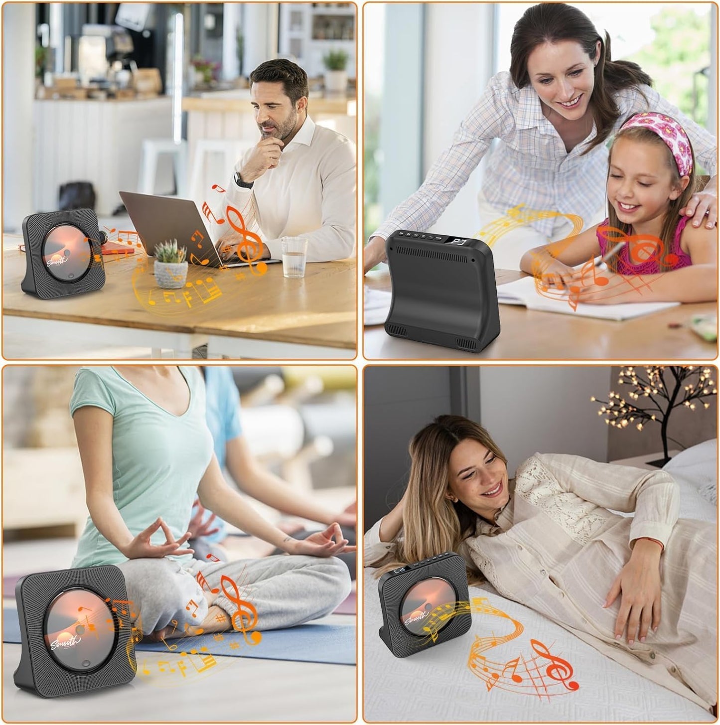 KOVCDVI Portable CD Player for Home – Bluetooth, FM Radio, USB, Built-in Speakers