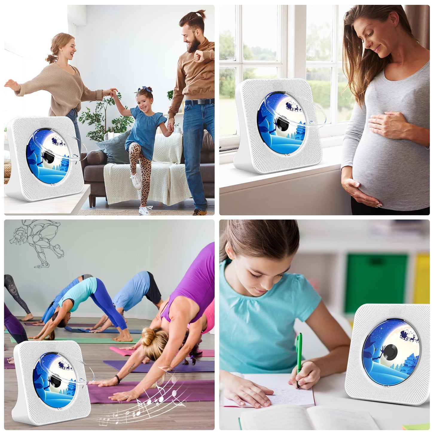 KOVCDVI Portable Bluetooth CD Player with Speakers, FM Radio, and USB Support